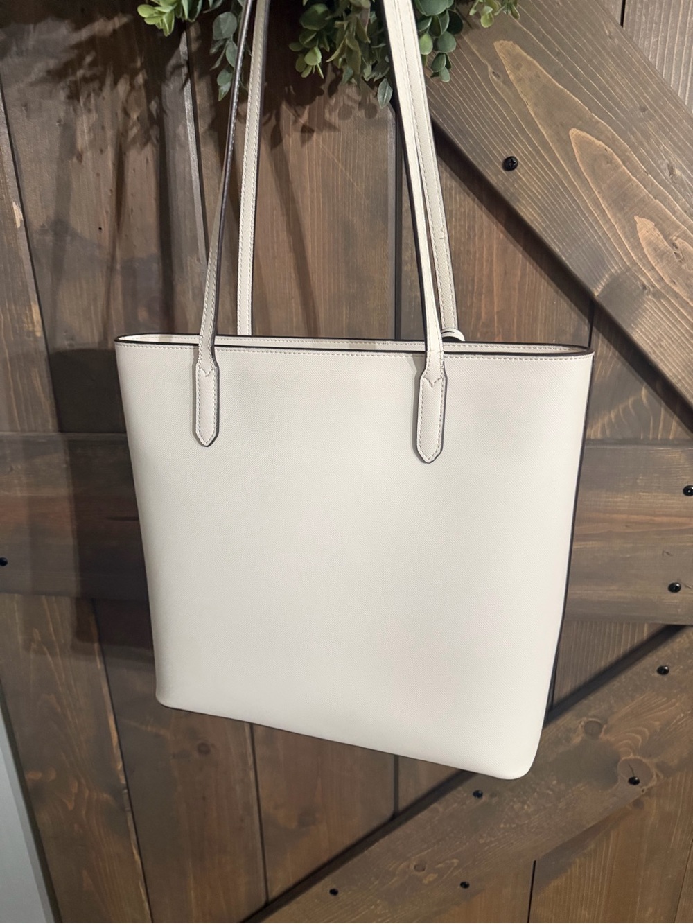 kate spade Cream Leather Tote with Bow Charm - Picture 2 of 11